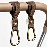 haakaa Baby Stroller Hooks for Bags, Brown(2 Pack)- Simple to Use, Non-Slip | Universal Stroller Straps and Hooks, One-Hand Opening, Multipurpose Hooks for Diaper Bags, Backpacks, Bikes &amp; Shopping Carts