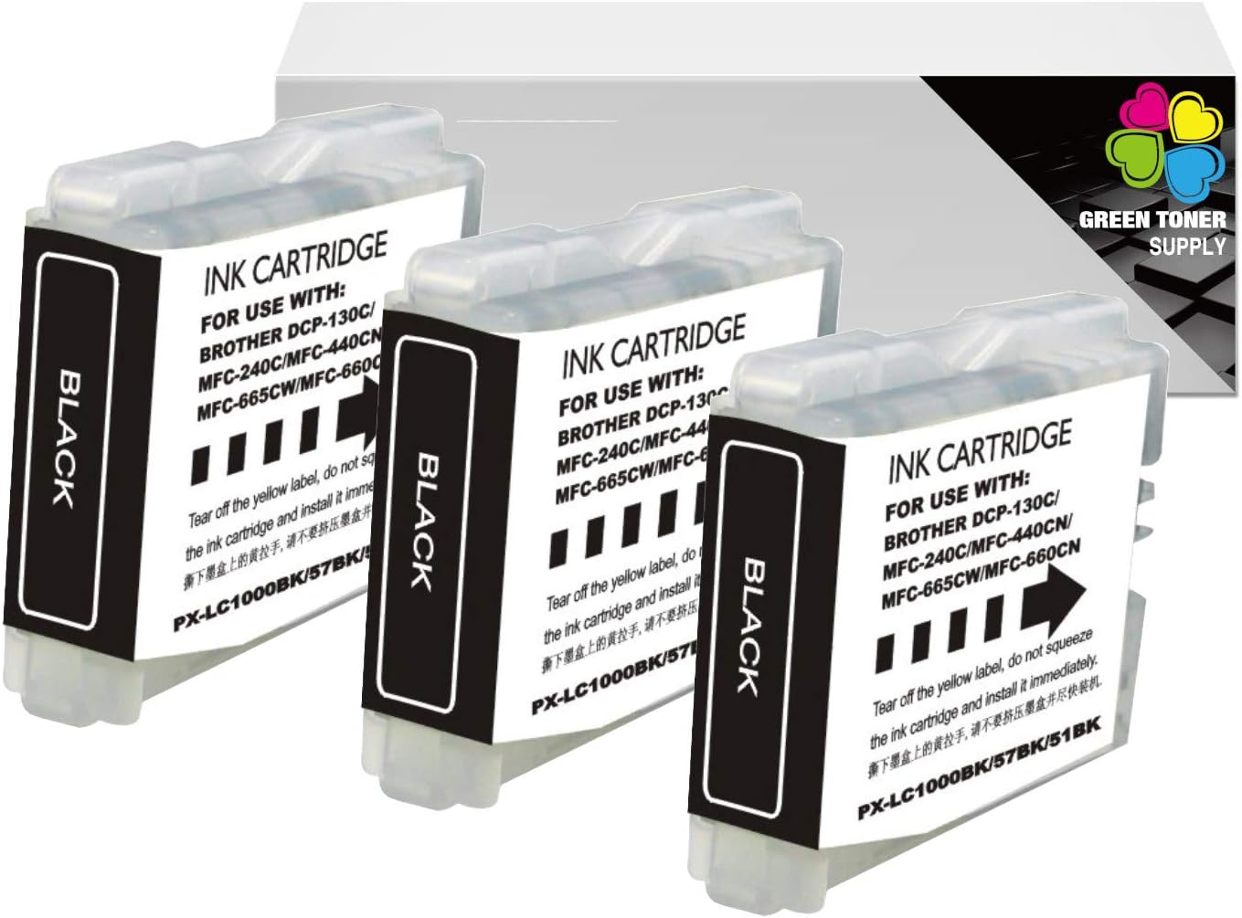 LC51 BLACK 3Pack Compatible with Brother Black Ink