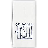 Bnzolyoia Silly Goose Kitchen Towels - Funny Goose Gifts for Goose Lovers, Goose Kitchen Decor, Funny Got to Silly Goose Hand Towels Dish Towels for Bathroom Kitchen 16x24