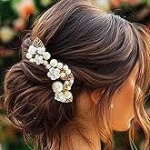 JAKAWIN Pearl Wedding Hair Accessories Bridal Hair Pins Gold Flower Hair Clips for Women