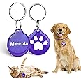 Manruta RFID Microchip Replacement Collar Tag 2 Pack for Cats and Dogs Use for Smart Auto Pet Door and Feeder 1.1 Inch Dia Waterproof (Blue)