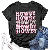 Pink Howdy Western Cowgirl Cowboy T-Shirt for Women Party