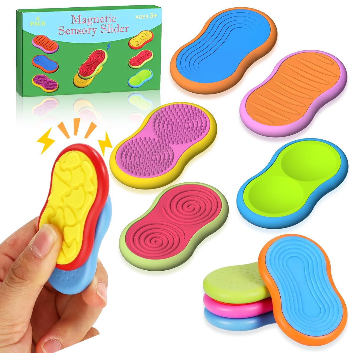 Magnetic Fidget Toys 6 Pack Sensory Stone for Autism & ADHD,Stress & Anxiety Relief,Quiet Fidget Toys for Focus - Portable Travel Fidgets.