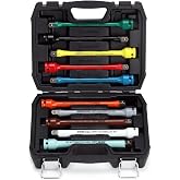 RIMKOLO 1/2" Drive Torque Limiting Extension Bar Set, 10-Piece Impact Torque Limiter Set with 8 Inch Color-Coded CR-MO Torque Sticks 65 to 150 Ft-Lbs for Locking Lug Nuts