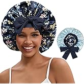 NAHOSY Satin Silk Bonnet for Sleeping Women, Reversible Double Layer Soft Satin Hair Bonnet Night Sleep Cap