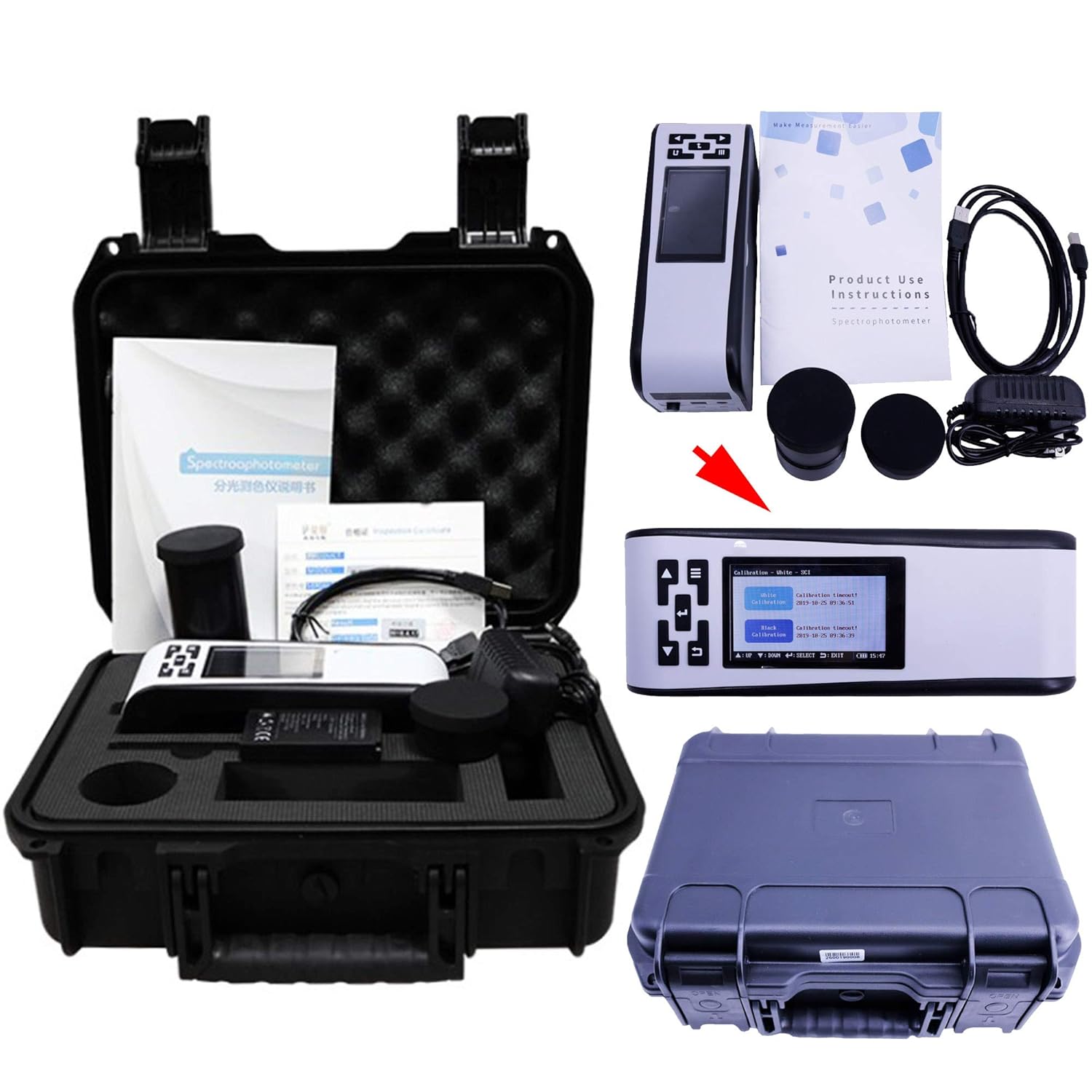 VTSYIQI Spectrophotometer d/8 Colorimeter Color Matching with 18 Light