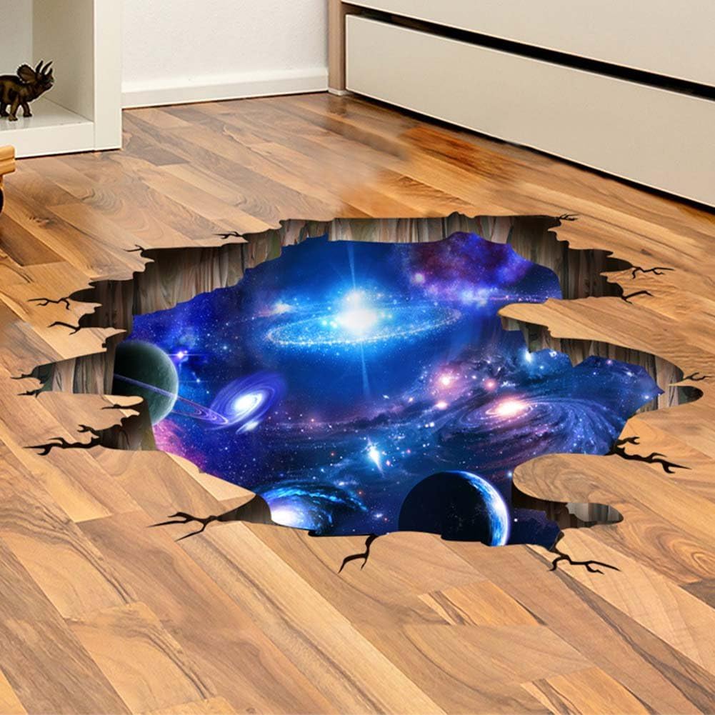 Provone Blue Purple Galaxy Wall Decals, Removable Sticker,The Art Magic 3D Home Decor (A Blue Purple Galaxy)