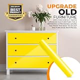 vgoltd Lemon Yellow Gloss Vinyl Wrap 90x500 cm Self-Adhesive Furniture Sticker view 7