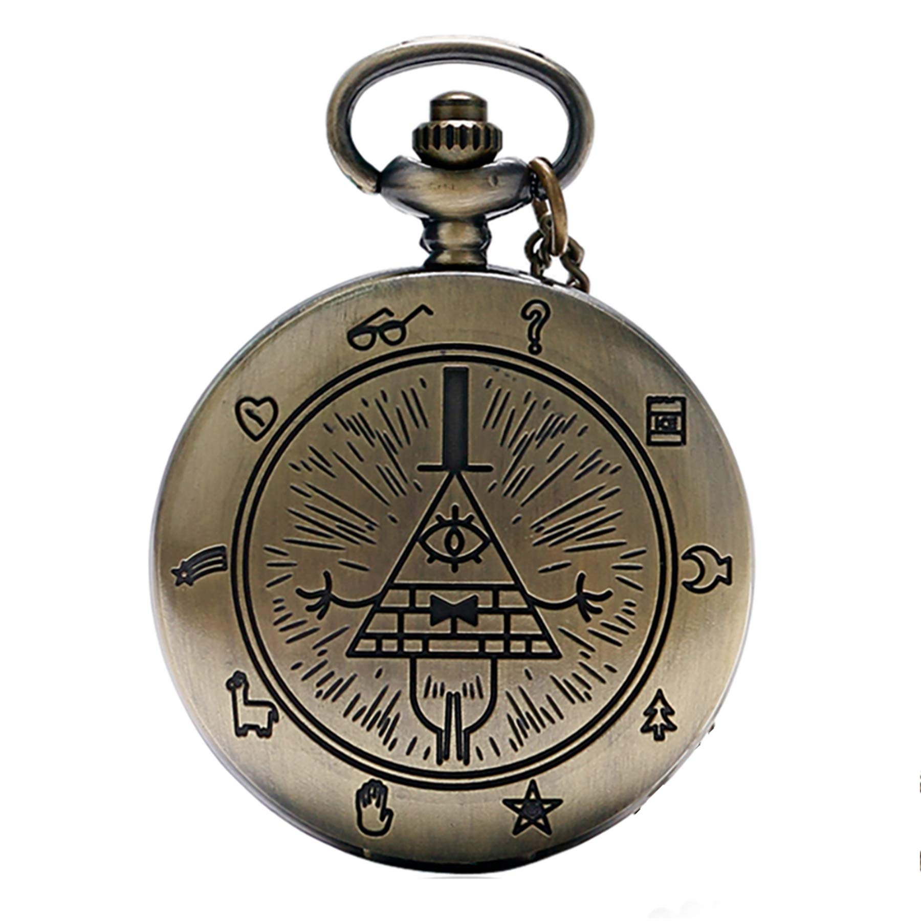 CokinkiDs Retro Bill Cipher Pocket Watch Men Women Quartz Analog Full Hunter Pocket Watch Xmas Gift
