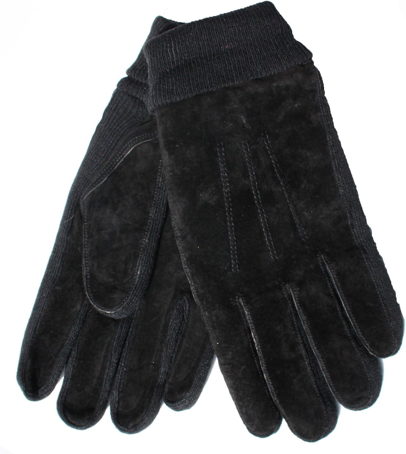 Mens Tom Franks Real Suede Glove With Warm Thermal Lining Knitted