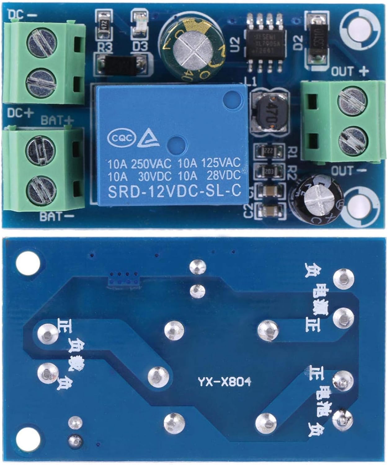 Power Supply Battery Controller Relay Module Power-Off Protection Module,Screw Terminals,Emergency Automatic Switch Module DC 12V 24V 36V 48V 10A,for Controlling Power Supply - Image 3