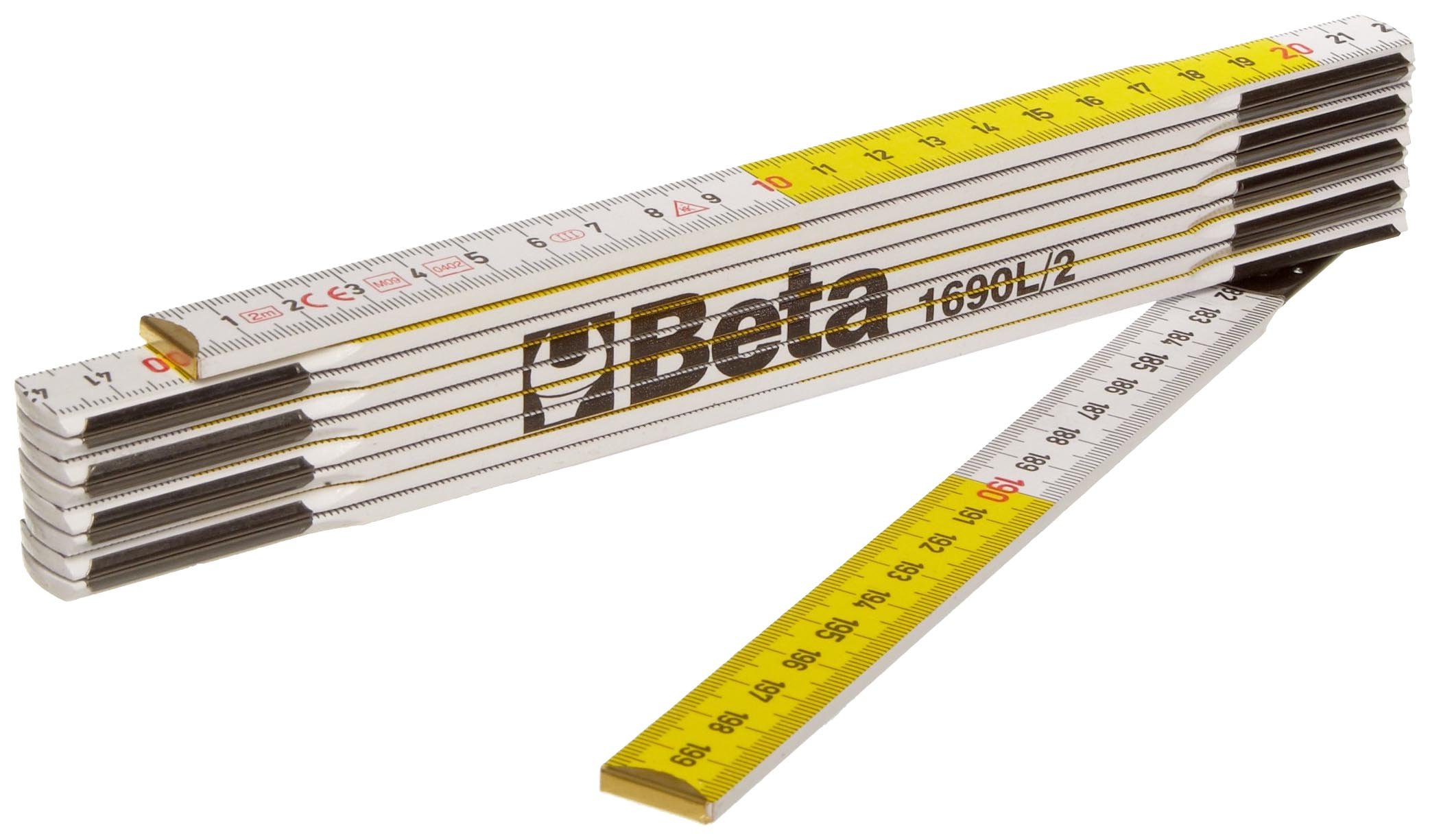 Beta 16900200 Model 1690 L/2 Folding Ruler, Made of Birch, Precision Class III, 2 Metre