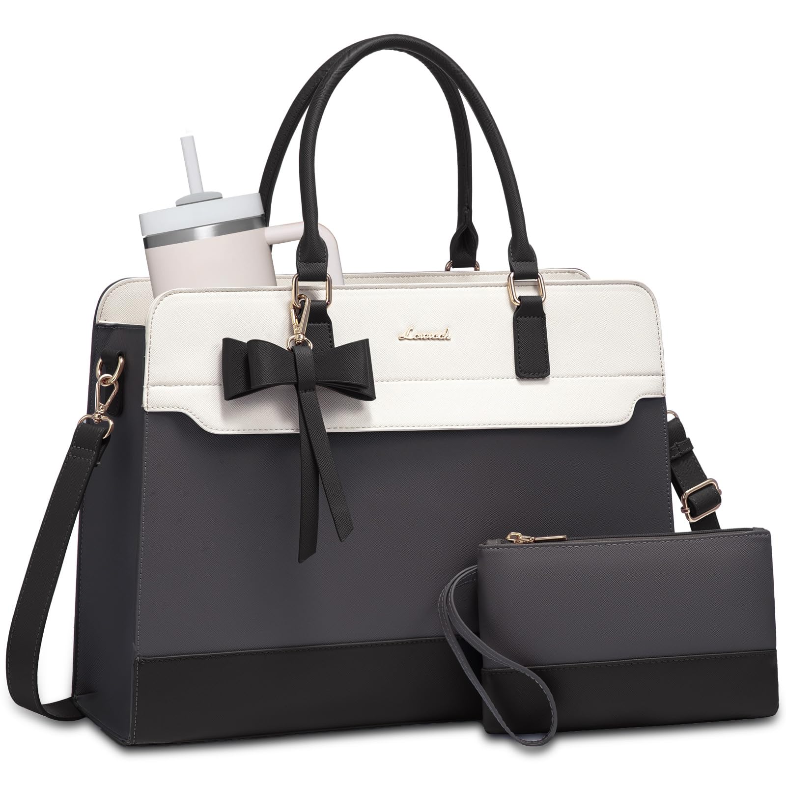 LOVEVOOK Laptop Tote Bag for Women,Leather Work
