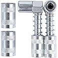 Stylemafia 4 Pieces 90 Degree Grease Gun Coupler Adapter with Sleeves, 3 Jaw Angle Grease Gun Fitting Tool, in Tight Spaces Snaps onto Grease Fittings for Auto, Farm, Truck or Industrial Use