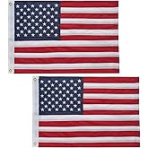 Bradford 2 Pack American Flag 12x18 Inches Embroidered Small American Boat Flag Nautical Patriotic US United Flags for Outside with 2 Brass Grommets