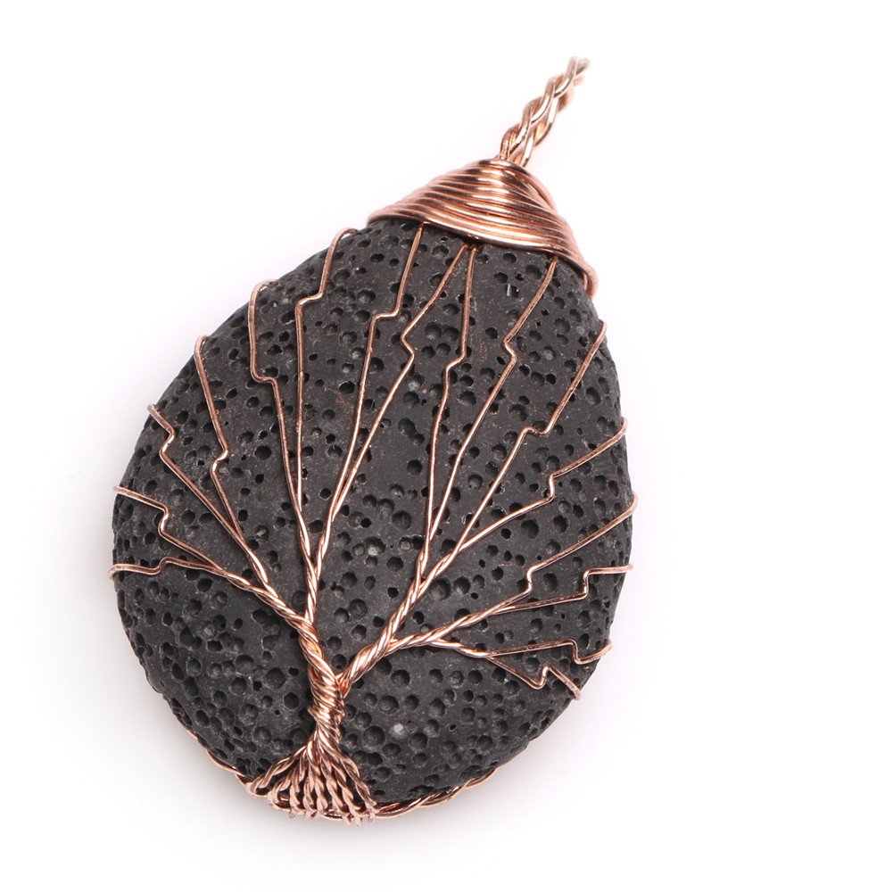 SHGbeads 30x41mm Drop Black Lava Worry Stone Semi Precious Cocktail Charkra Pendant Jewellery for Women