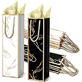 30 Pack Wine Gift Bag with Handles and Tissue Paper Wine Bottle Gift Bags Reusable Liquor Bags for Christmas,Weddings,Birthday,Holiday Party