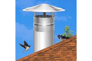Ebusin 6 Inch Round Chimney Cap, 6 Inch Chimney Cap with Screen, Stove Pipe Topper, Galvanized Steel, Silver