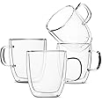BTaT- Insulated Coffee Mugs, Glass Tea Mugs, Set of 4 (12 oz, 350 ml), Double Wall Glass Coffee Cups, Tea Cups, Latte Cups, G