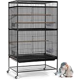 Large Bird Cage Seed Cather,Bird Cage Cover Adjustable Soft Airy Skirt Guard Birdcage Nylon Mesh Net for Parrot Parakeet Macaw African Round Square Cages Cover (118 * 31.5in/300 * 80cm) (Black)