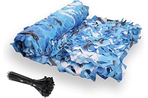 DELLNA Camouflage Netting Camo Netting, Bulk Roll camo Fabric for Hunting Military Decorations Party Sunshade - Zip Ties Included