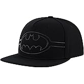 DC Comics Batman Baseball Cap, Adult Polyester Adjustable Snapback Hat with Flat Brim for Men and Women, Black, One Size