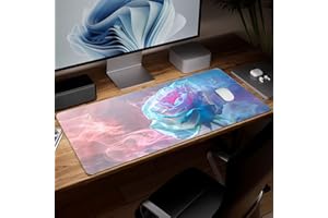 Leather Rose Desk Pad, Colorful Art Mouse Pad Large Computer Keyboard Gaming Mousepad Waterproof Desktop Protector & Cover, D