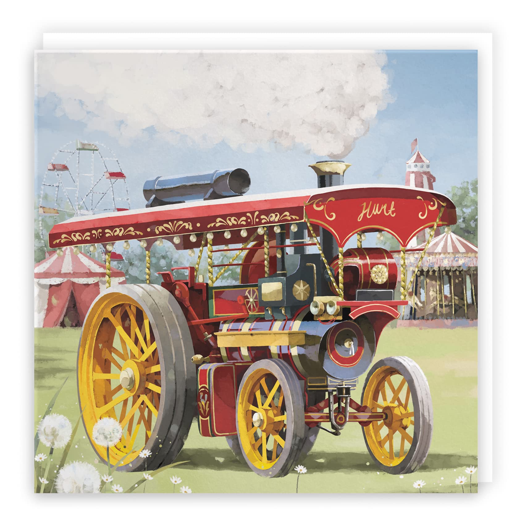 Hunts England - Vintage Traction Engine Blank Card - Steam Tractor - Milo's Gallery - Any Occasion Card - Father's Day Card - Retirement Card - Good Luck Card - Anniversary Card - Get Well Soon Card