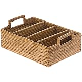 KOUBOO La Jolla Rattan Flatware Tray, Honey Brown