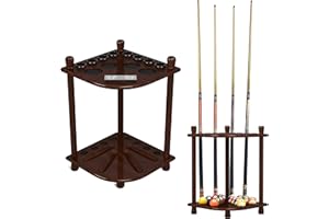 ISZY Billiards Pool Stick Holder - Cue Rack Only - Wood Stand Holds 8 Billiard Sticks, a Full Set of Balls & Includes 4 Score Counters - Pool Accessories, Mahogany