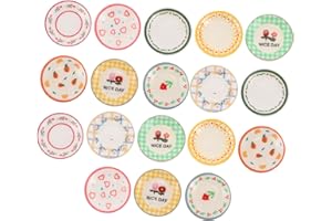 TOBBOMEY 18pcs Miniature Dollhouse Kitchen Tableware Resin Mini Plates and Serving Trays for DIY Pretend Play
