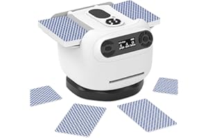 QUEENLINK 2-in-1 Automatic Card Shuffler and Dealer with 360° Omnidirectional Dealing, Multi-Size Card Compatibility, Low Noise Turbo Shuffling, Over 10 Hours Battery Life, Portable for 8 Players, 2025 Version