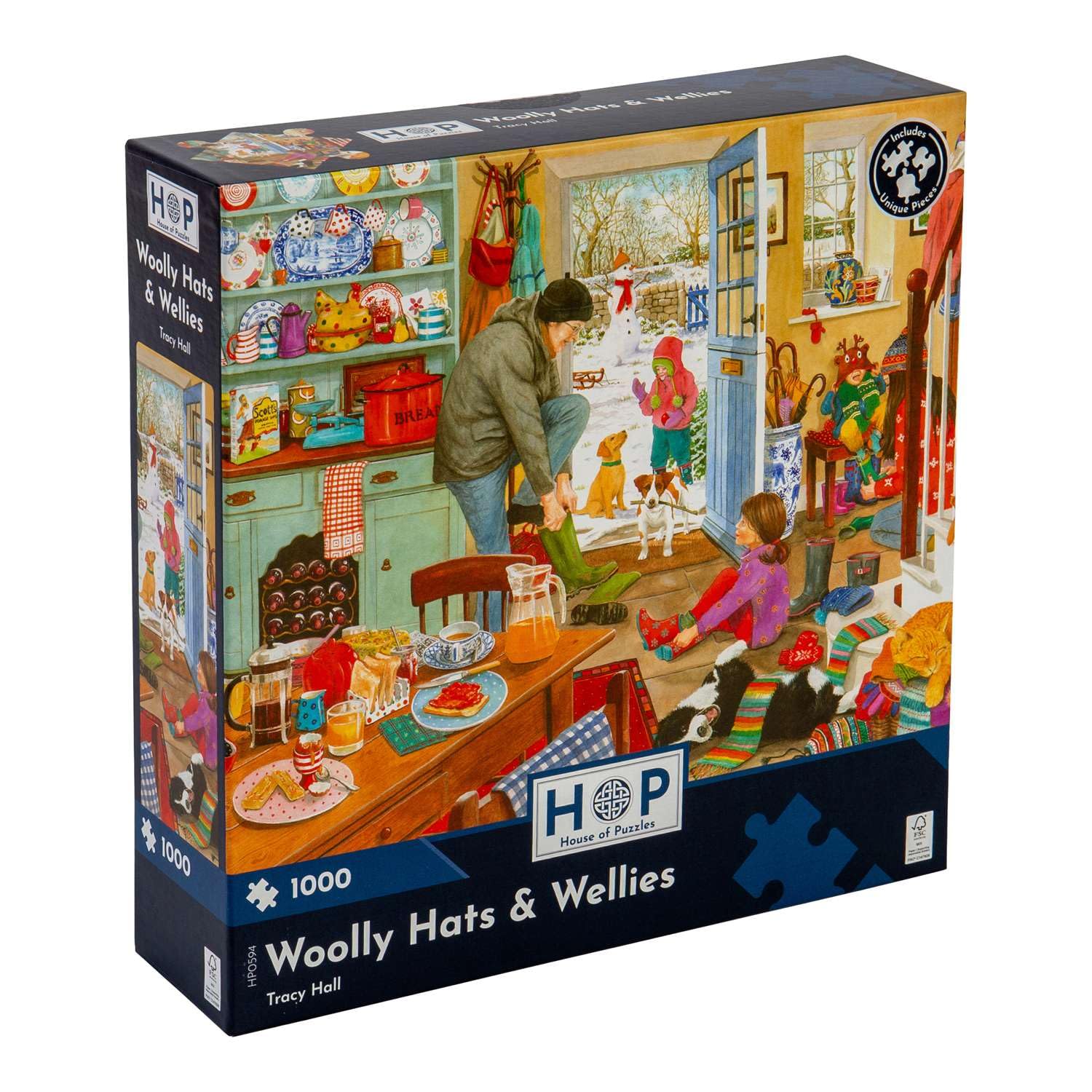 The House of Puzzles - Woolly Hats & Wellies Jigsaw - 1000 Piece Jigsaws For Adults, Artist Illustrated, Scenic Landscape, Deluxe Puzzle Gifts