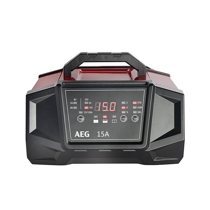 AEG Automotive 158009 Werkstatt-Ladegerät WM Ampere für 6 und 12 Volt Batterien, mit Autostart-Funktion, CE, IP 20, 15 A