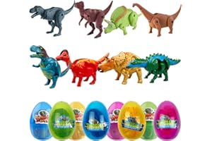 Anditoy 8 Pack Jumbo Dinosaur Deformation Eggs Prefilled Plastic Easter Eggs with Toys Inside for Kids Boys Girls Easter Basket Stuffers Gifts Fillers Party Favors