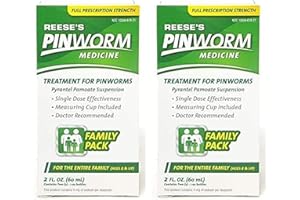 REESE'S PINWORM Medicine Liquid for Entire Family, Full Prescription Strength, 2 Oz, Pack of 2, #1 Doctor Recommended Single Dose Pyrantel Pamoate Dewormer for Adults & Kids Ages 2+, Banana Flavor