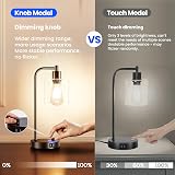 Homelist Dimmable Bedside Lamps Set of 2 with USB Ports Black Glass Shade view 7