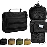 Tactical Toiletry Bag for Men Women, Travel Hanging Toiletry Bags, Toiletries Organizer Dopp Kit, Travel Cosmetic Bag,Shaving Hygiene Bag, Bathroom Essentials Men's Toiletry Bag for Camping - Black