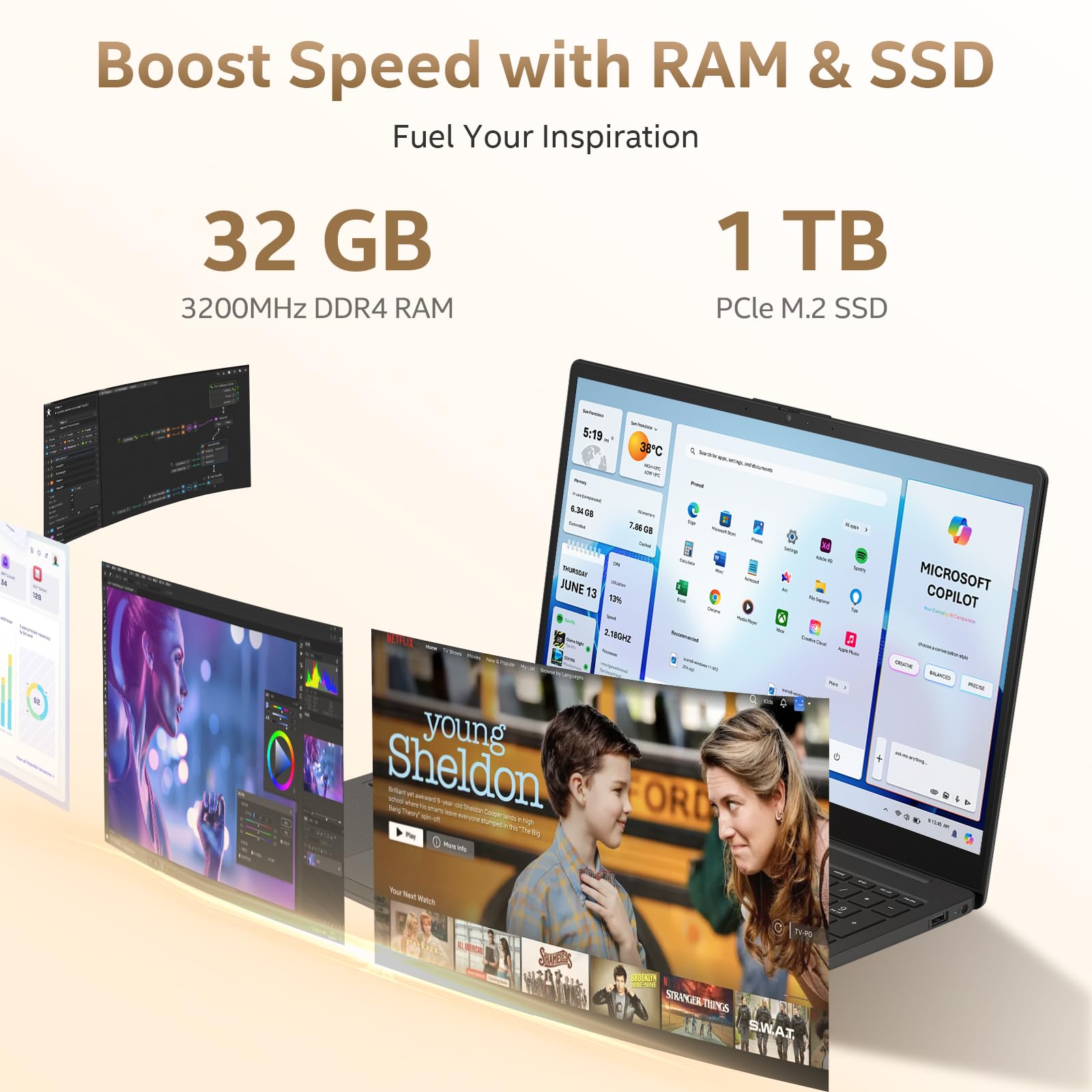 Laptop empresarial HP 255 G10 con pantalla IPS FHD de 15,6", AMD Ryzen 7 7730U (8 núcleos), 32 GB de RAM, 1 TB SSD, Windows 11 Pro, Copilot AI, WiFi 6, Bluetooth, teclado numérico, con caja de kit de accesorios G255 Pro