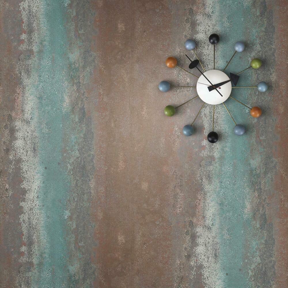 RoomMates RMK11379WP Oxidized Metal Peel and Stick Wallpaper, Orange
