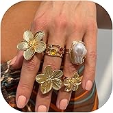 NKTDWO Gold Rings for Women Non Tarnish Chunky Stacking Rings Adjustable Thick Ring Trendy Statement Ring Dainty Chunky Jewelry