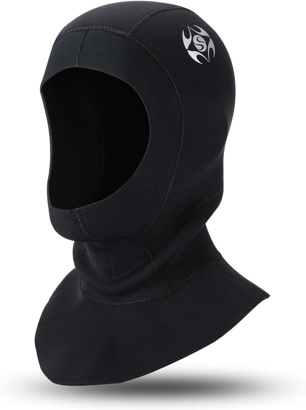Oumers Neoprene Scuba Diving Hood 3MM Wetsuit Diving Cap, with Flow Vent to Eliminate Trapped Air, Bib Dive Hood Warm Durable Stretchable for Surfing Snorkeling Kayaking Sailing Canoeing Water Sports