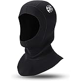 Oumers Neoprene Swim Cap 3MM Wetsuit Diving Cap with Flow Vent to Eliminate Trapped Air, Bib Pocket Hood Warm Durable Stretch for Surfing Snorkeling Kayaking Sailing Water Sports