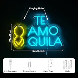 NINSNINT Teamo Tequila Neon Sign, Letter Neon Signs