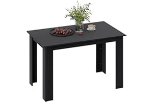 HOMCOM 47" Dining Table for 4-6 People, Modern Rectangular Kitchen Table with Wood Effect for Dining Room, Living Room, Black
