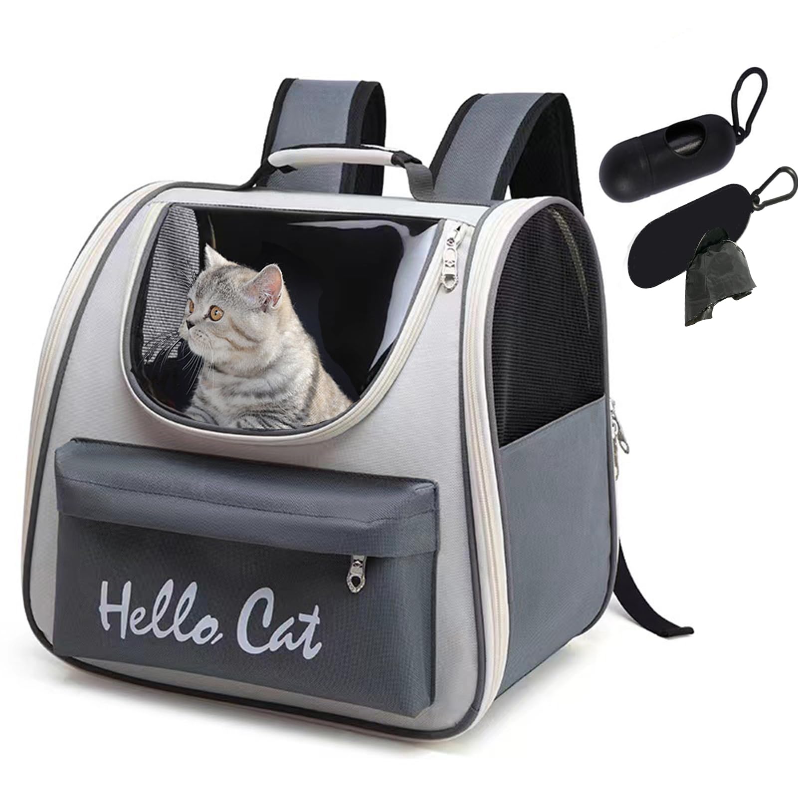 Cat Backpack, Pet Dogs Cats Backpack Space Capsule, Portable Transport Backpack Transport Bag with Rubbish Bags for Pets Travel Breathable Backpack for Large Cats Small Dogs
