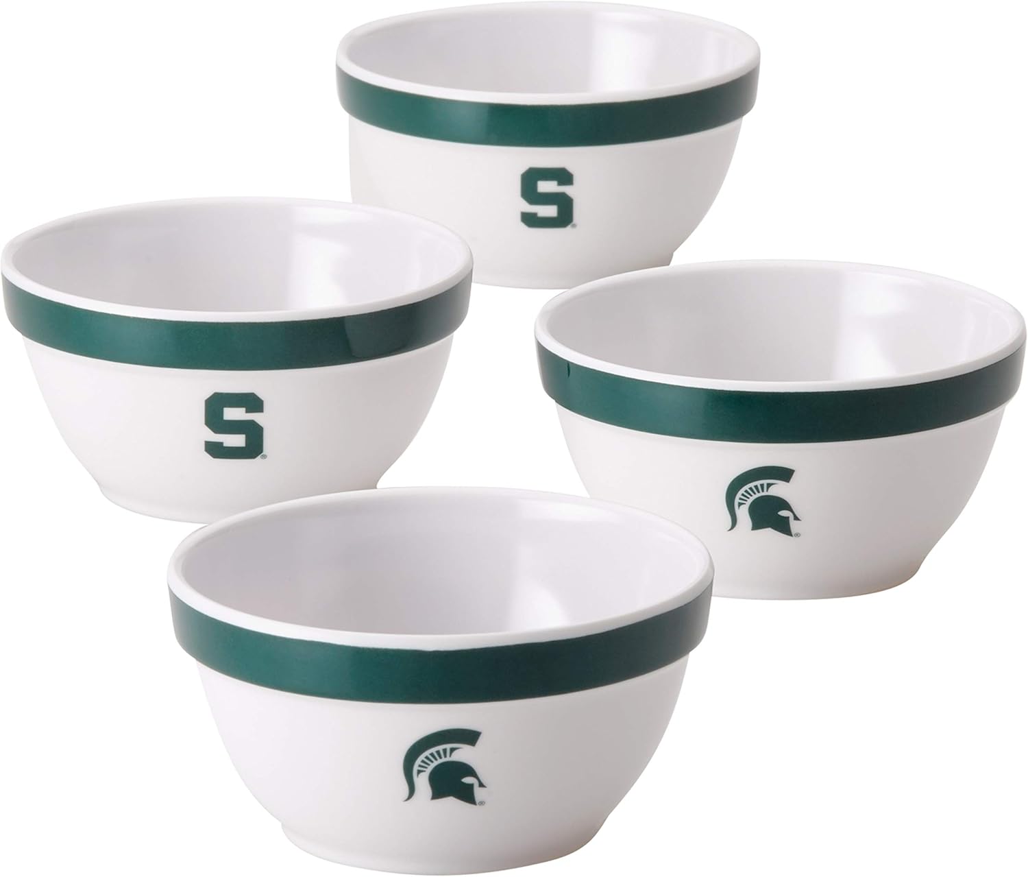 College Kitchen Collection Michigan State Serving Party Bowls / Mixing Bowls Set / Food Appetizer Serveware - 4 Piece, White