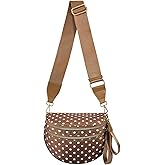 MEISEY Polka Dots Crossbody Bag Bum Bag for Women,Spacious Checkered Purse Fanny Packs Belt Bag (Coffee Polka Dots)