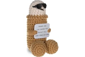 WenmthG Funny Positive Doll, Emotional Support Gift,Cute Wool Crochet Doll with Positive Card, Stuffing Decoration Inspirational Positive Ornaments Gifts for Adults