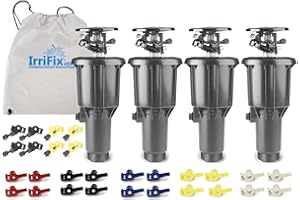 IrriFix Rain Bird Maxi-Paw 2045A Impact Rotor Sprinkler - 4 Pack in a Sack Includes 7 Different Nozzles for Each Head